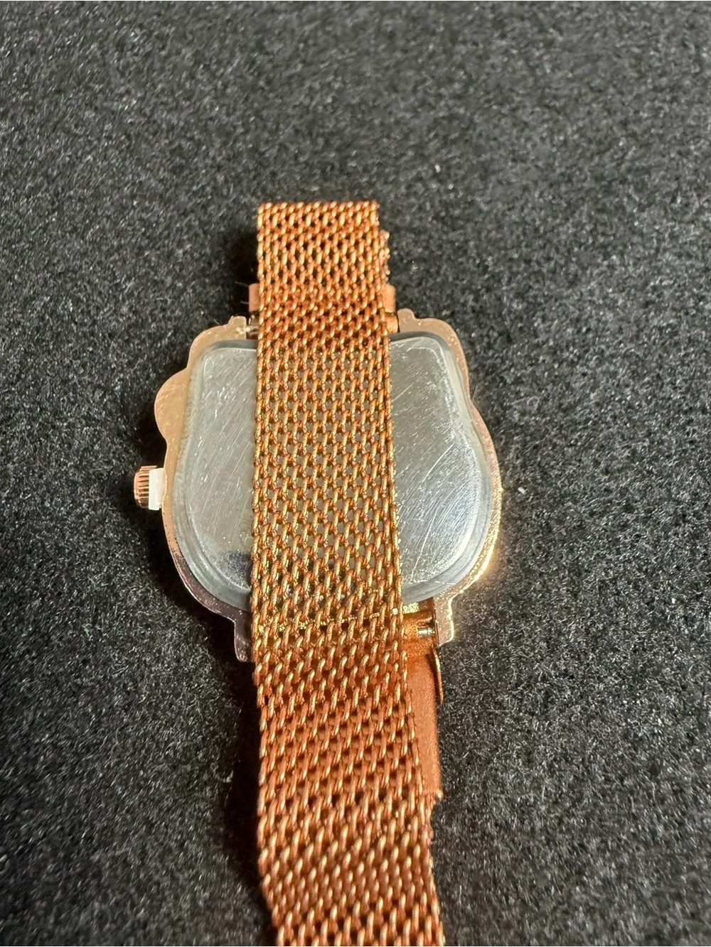 Cute Rose Gold Mesh Watch with Pink Crystal Bow